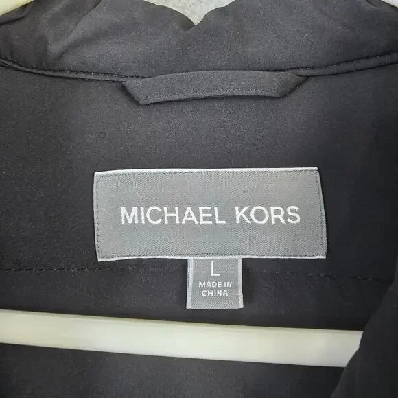 Michael Kors Puffer Down Jacket Men's Large Full Zip Pockets Winter Warm Black - Picture 5 of 10